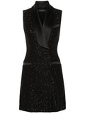 Max Mara Sequinned Sleeveless Dress — Black/ Red — Size XS — Front View