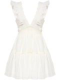 Loveshackfancy Poplar Mini Dress — White/ Red — Size XS — Front View