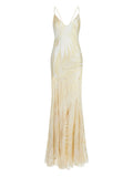 Roberto Cavalli Satin Maxi Dress — White/ Ivory — Size XS — Front View
