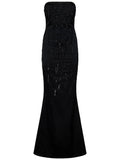 Room76 Crystal Embellished Satin Gown — Black/ Red — Size XS — Front View