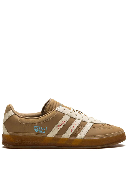 adidas X Bad Bunny X Lionel Messi Gazelle Indoor Cardboard Sneakers — Cardboard/Cream White/Wild Brown — Size US M 8 - US W 9.5 — Front View