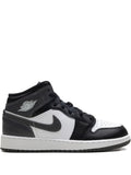 Air Jordan 1 Mid Black/ Iron Grey/ White Sneakers — Black — Size US M 9.5 - US W 11 — Front View