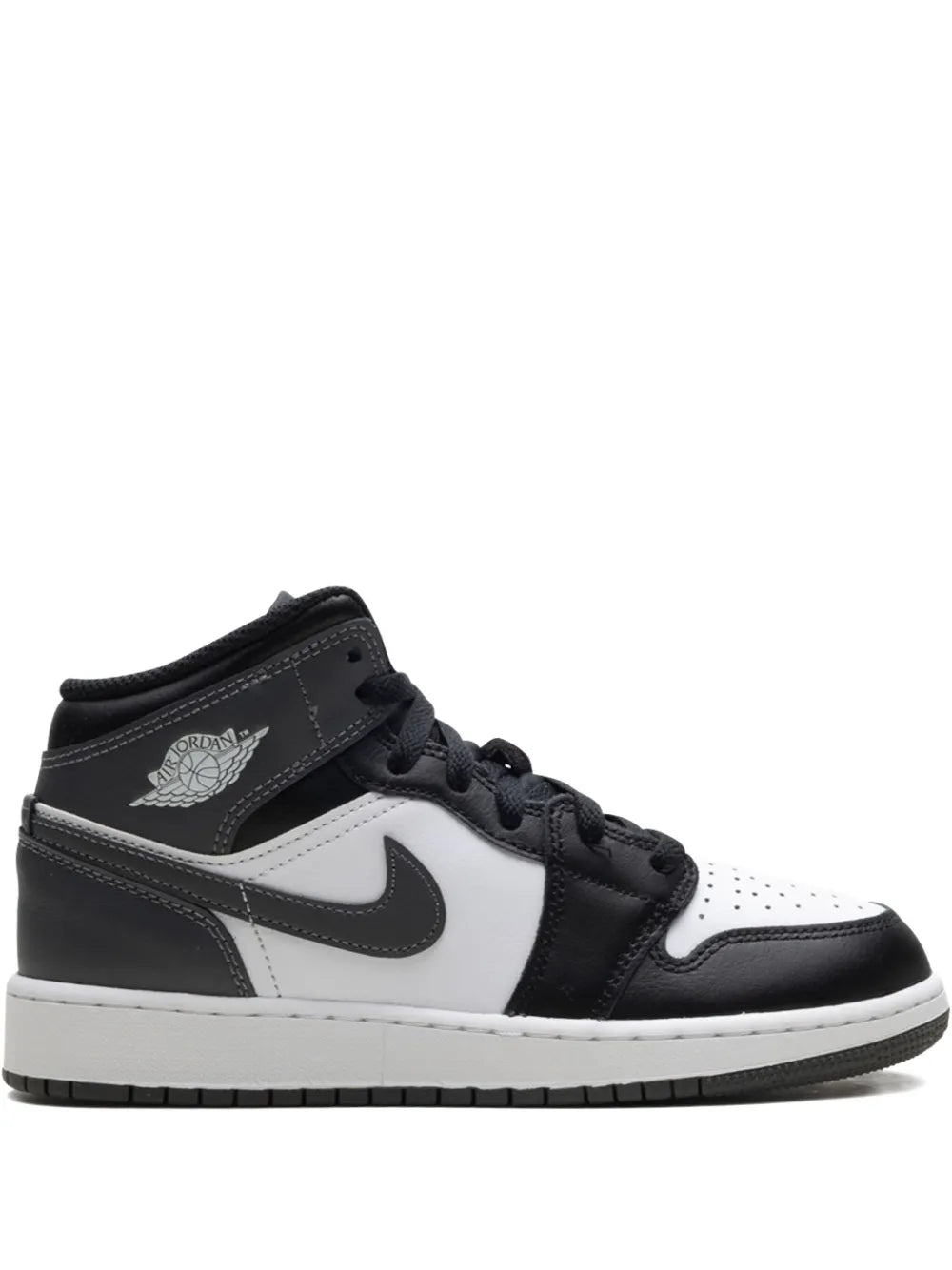 Air Jordan 1 Mid Black/ Iron Grey/ White Sneakers — Black — Size US M 9.5 - US W 11 — Front View