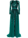 Saiid Kobeisy Sequin Embellished Dress — Green — Size XS — Front View