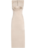 Dolce Gabbana Satin Midi Dress — Pink — Size XS — Front View
