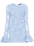 Rotate Birger Christensen Floral Applique Mesh Mini Dress — Blue — Size XS — Front View