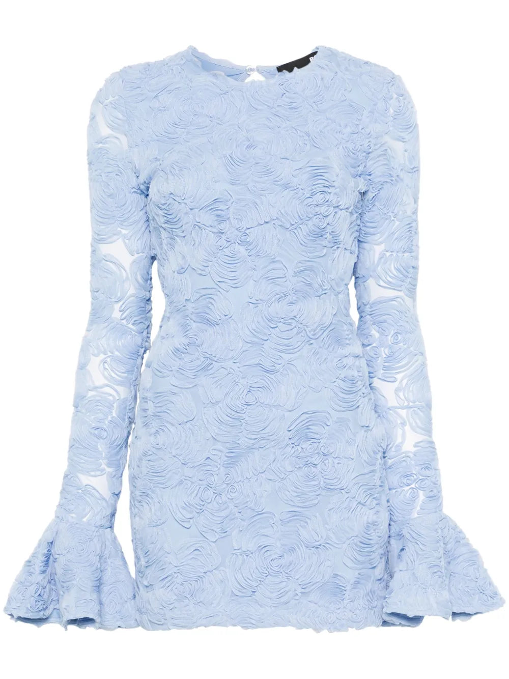 Rotate Birger Christensen Floral Applique Mesh Mini Dress — Blue — Size XS — Front View