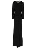 Nissa Crystal Embellished Maxi Dress — Black — Size S — Front View