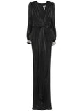 Nissa Twist Detail Plisse Maxi Dress — Black — Size XS — Front View