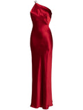 Michelle Mason Asymmetrical Design Silk Gown — Red — Size XS — Front View