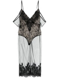 The Attico Tulle Overlay Midi Dress — Black — Size XS — Front View