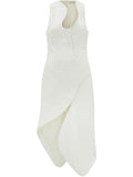Ferragamo Asymmetric Midi Dress — White — Size XS — Front View
