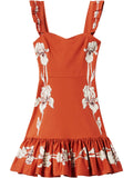 La Doublej Gingerbread Mini Dress — Orange — Size XS — Front View