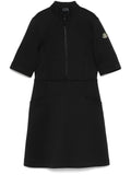 Moncler Year Of The Snake Patch Neoprene Mini Dress — Black — Size XS — Front View