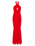 Norma Kamali Cross Halterneck Gown — Red — Size XS — Front View