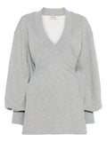 The Attico V Neck Long Sleeves Mini Dress — Grey — Size XS — Front View