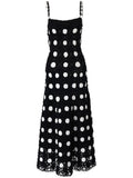 Carolina Herrera Polka Dot Knit Midi Dress — Black — Size XS — Front View