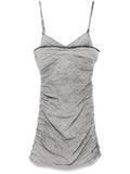 Elisabetta Franchi Shoulder Straps Denim Mini Dress — Grey — Size XS — Front View