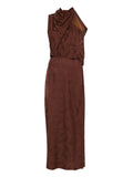 Johanna Ortiz Finding Balance Midi Dress — Brown — Size XS — Front View