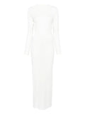 Self Portrait Gathered Jersey Maxi Dress — White/ Red — Size XS — Front View