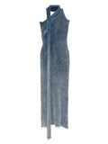 Aya Muse Han Maxi Dres — Blue — Size S — Front View