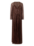 Valentino Garavani Sequin Embellished Maxi Dress — Brown — Size XL — Front View