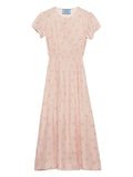 Prada Floral Ponge Midi Dress — Pink — Size XS — Front View