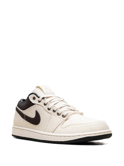 Air Jordan 1 Low Premium Pale Ivory/Baroque Brown Sneakers — Ivory White — Size US M 10.5 - US W 12 — Side View
