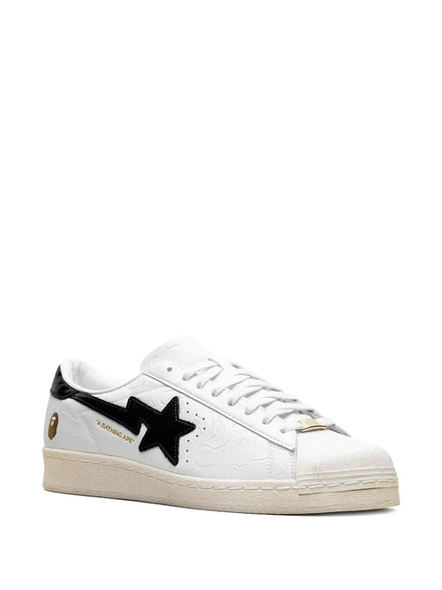 adidas X A Bathing Ape Superstar Vintage White Black Sneakers — White — Size US M 7 - US W 8.5 — Side View