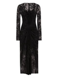 Dolce Gabbana Lace Long Sleeve Dress — Black — Size XS — Front View