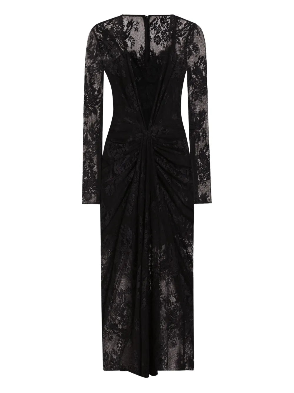 Dolce Gabbana Lace Long Sleeve Dress — Black — Size XS — Front View
