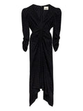Isabel Marant Polka Dot Pattern Puff Sleeve Midi Dress — Black — Size XS — Front View