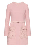 Oscar De La Renta Embroidered Detail Dress — Red/ Pink — Size XS — Front View