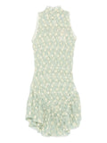 Roberta Einer Floral Lace High Neck Mini Dress — Red/ Green — Size S — Front View