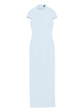Solace London Lang Mock Neck Maxi Dress — Blue — Size XS — Front View