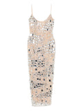 Georges Hobeika Embellished Midi Dress — Beige — Size XS — Front View