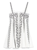 Maje Embroidered Strap Mini Dress — White/ Red — Size XXS — Front View