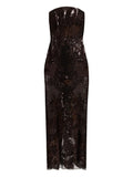 Elie Saab Sequin Midi Dress — Brown — Size XS — Front View