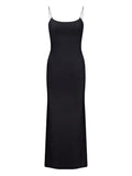 Mm6 Maison Margiela Slip Maxi Dress — Black — Size XS — Front View