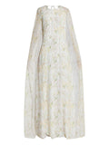 Bernadette Floral Print Cape Maxi Dress — White — Size XXL — Front View