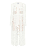 Self Portrait Lace Pussy Bow Midi Dress — White — Size XS — Front View