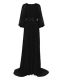 Saiid Kobeisy Pleated Maxi Dress — Black — Size XS — Front View