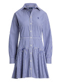 Polo Ralph Lauren Striped Button Up Shirt Dress — White/ Blue/ Red — Size XS — Front View