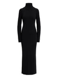 Polo Ralph Lauren Roll Neck Long Sleeved Dress — Black — Size XS — Front View
