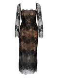 Ana Radu Lace Midi Dress — Black — Size S — Front View