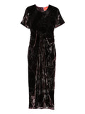 La Doublej Velvet Floral Print Dress — Red — Size XS — Front View