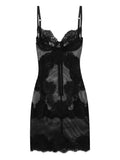 Dolce Gabbana Lace Panelled Mesh Mini Dress — Black — Size S — Front View