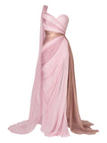Iris Serban Alexa Draped One Shoulder Gown — Pink — Size XS — Front View