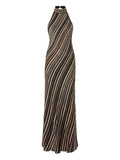 Missoni Halterneck Striped Maxi Dress — Dark Brown/ Brown — Size S — Front View