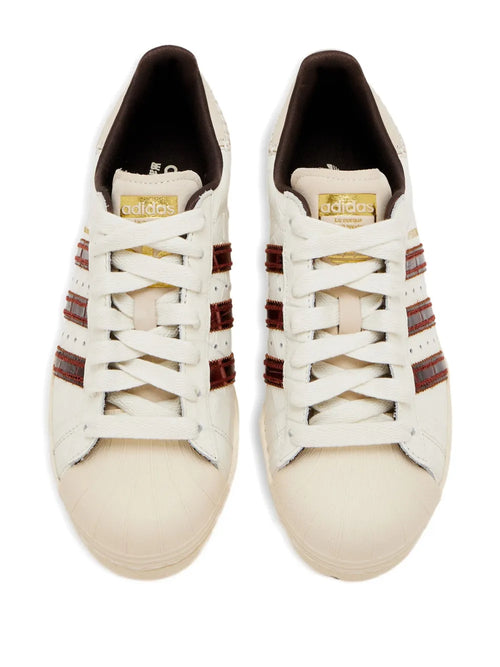 adidas Superstar Sneakers — Beige/White/Brown — Size US M 9.5 - US W 11 — Side View